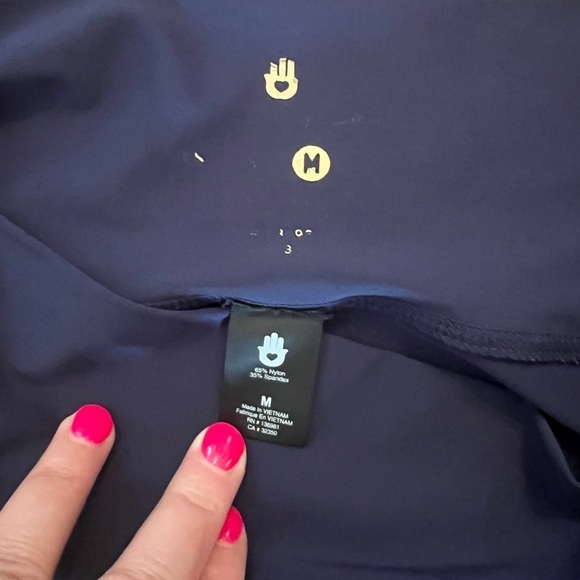 SPIRITUAL GANGSTER Shimmer Stripe 7/8 High-Waist Leggings Navy - Picture 4 of 4